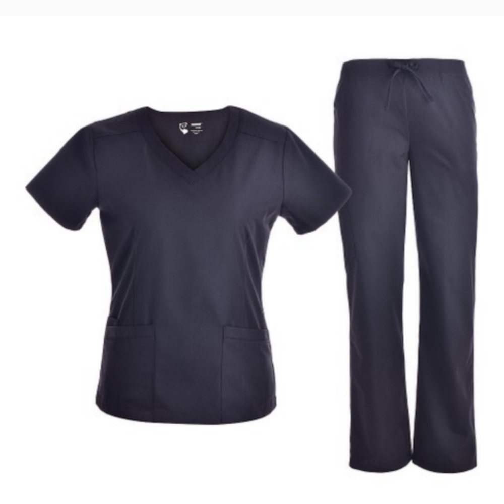 NEW Black Scrub Set -Large/Tall Nursing  Medical Uniforms Scrubs